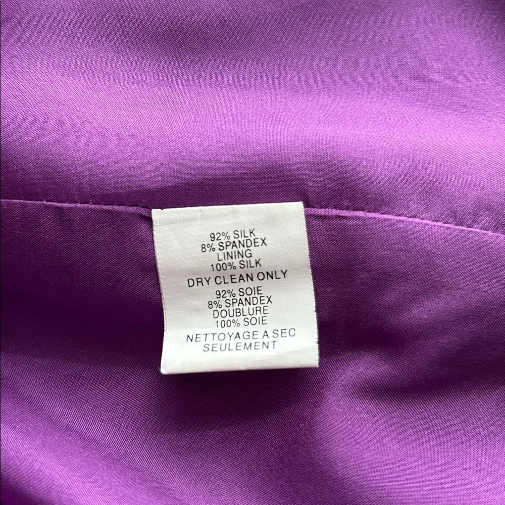 Trina Turk LaRoux Violet Purple Silk One Shoulder Mini Sheath Dress Ruffle 6 - Picture 10 of 15